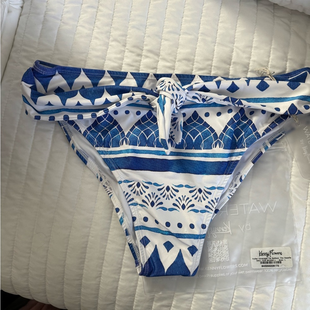 Kenny Flowers The Espana New Fuller Coverage Bikini Bottoms Blue Size L NWT